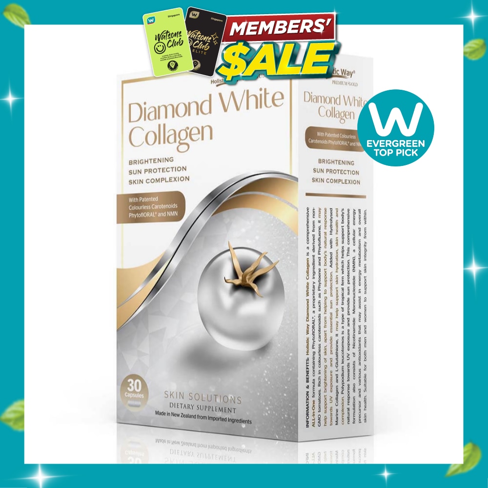 HOLISTIC WAY Premium Gold Diamond White Collagen Capsule (For Brightening + Sun Protection + Skin Complexion) 30s | Health Foods & Drinks