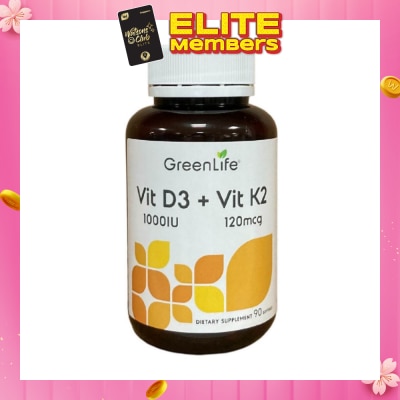 GREENLIFE Vit D3 1000IU + Vit K2 120mg Dietary Supplement Softgel 90s