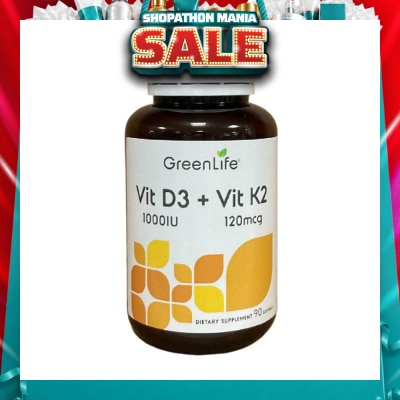 GREENLIFE - Vit D3 1000IU + Vit K2 120mg Dietary Supplement Softgel 90s