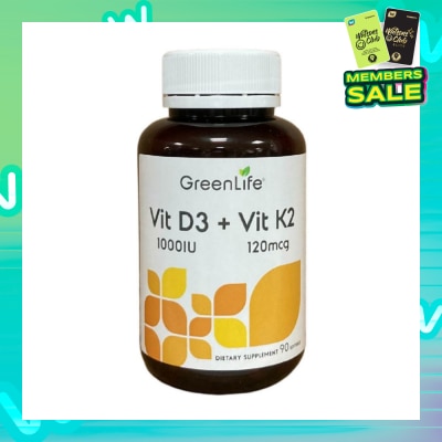 GREENLIFE Vit D3 1000IU + Vit K2 120mg Dietary Supplement Softgel 90s