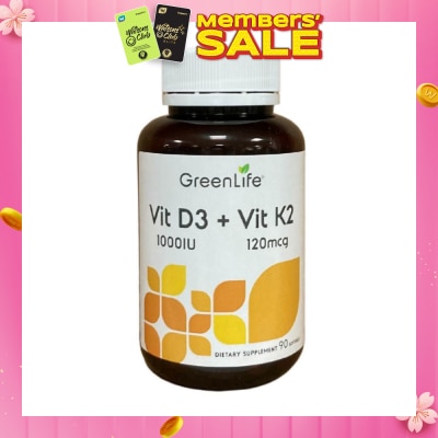 GREENLIFE Vit D3 1000IU + Vit K2 120mg Dietary Supplement Softgel 90s