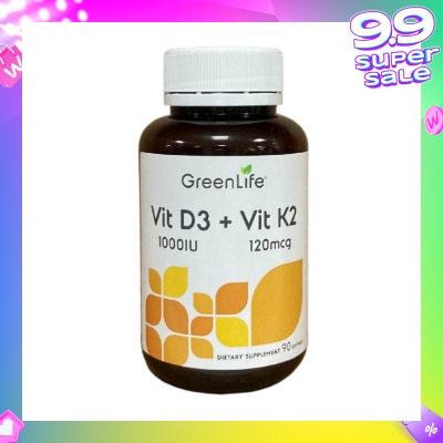 GREENLIFE Vit D3 1000IU + Vit K2 120mg Dietary Supplement Softgel 90s