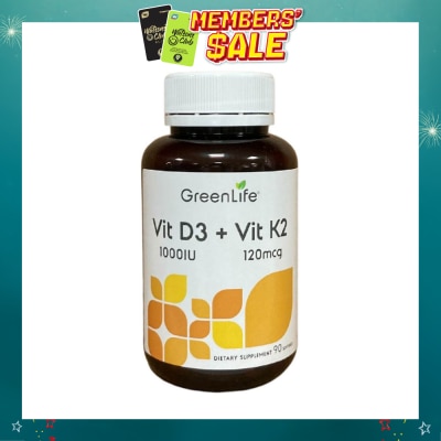 GREENLIFE - Vit D3 1000IU + Vit K2 120mg Dietary Supplement Softgel 90s