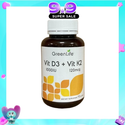 GREENLIFE - Vit D3 1000IU + Vit K2 120mg Dietary Supplement Softgel 90s image