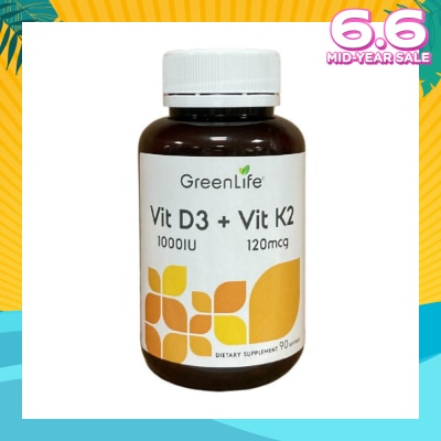 GREENLIFE Vit D3 1000IU + Vit K2 120mg Dietary Supplement Softgel 90s