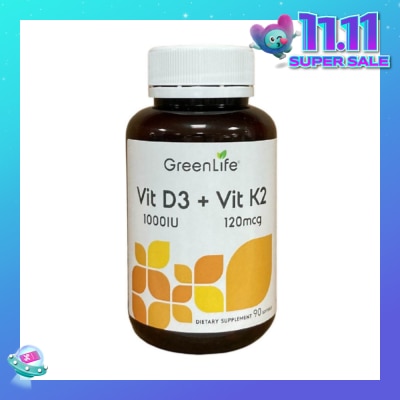 GREENLIFE Vit D3 1000IU + Vit K2 120mg Dietary Supplement Softgel 90s