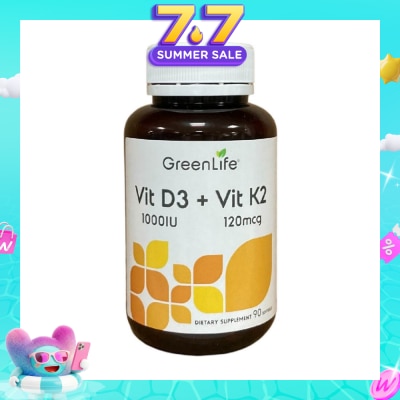 GREENLIFE - Vit D3 1000IU + Vit K2 120mg Dietary Supplement Softgel 90s