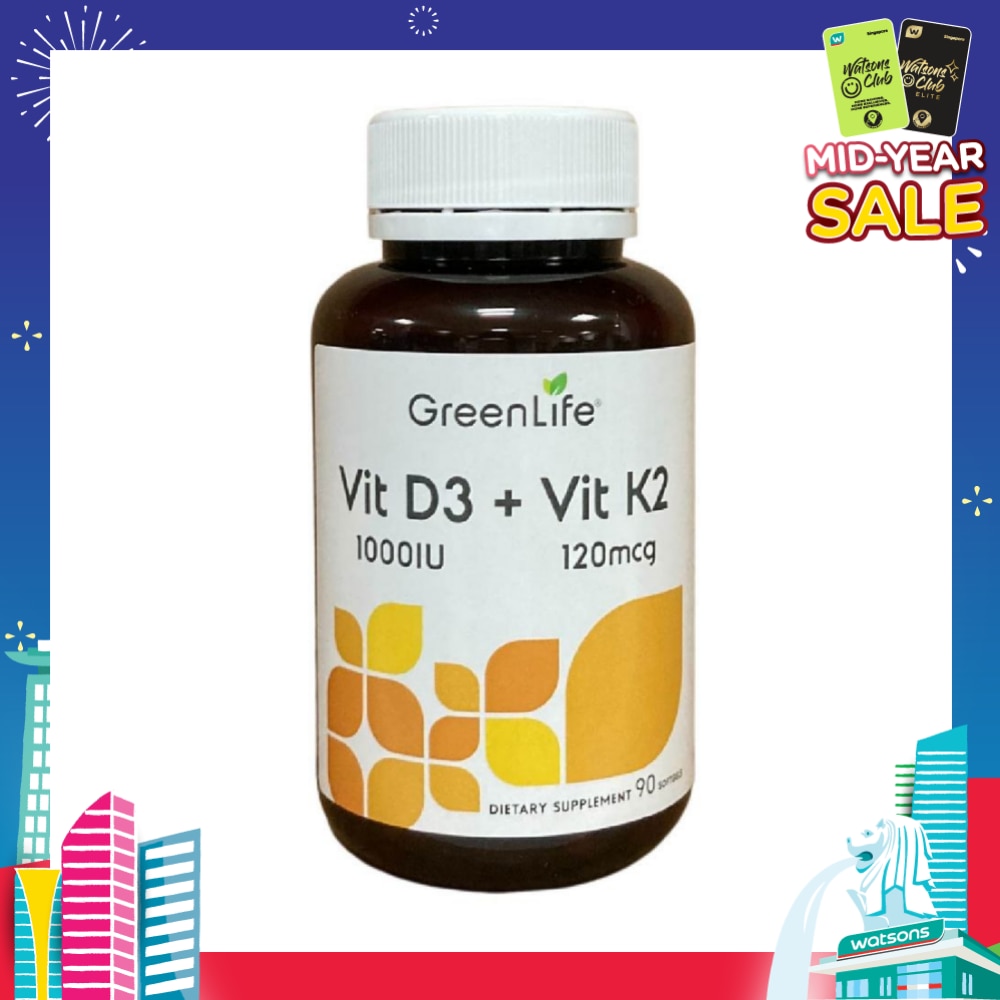 Vit D3 1000IU + Vit K2 120mg Dietary Supplement Softgel 90s