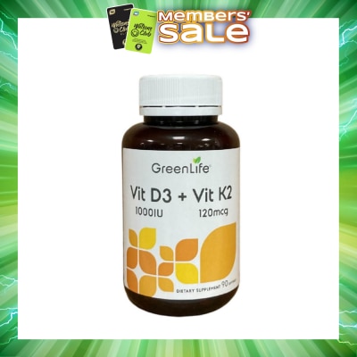 GREENLIFE - Vit D3 1000IU + Vit K2 120mg Dietary Supplement Softgel 90s