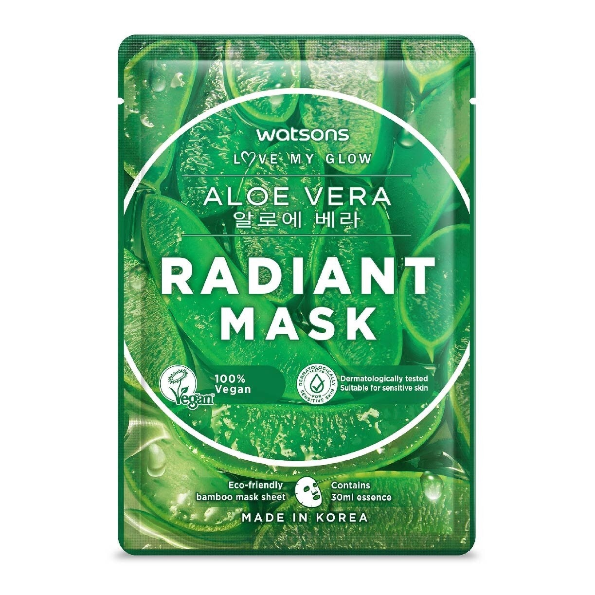 Aloe Vera Radiant Mask (Soothe & Moisturize Skin, Achieve Fair, Radiant Complexion) 5s X 30ml