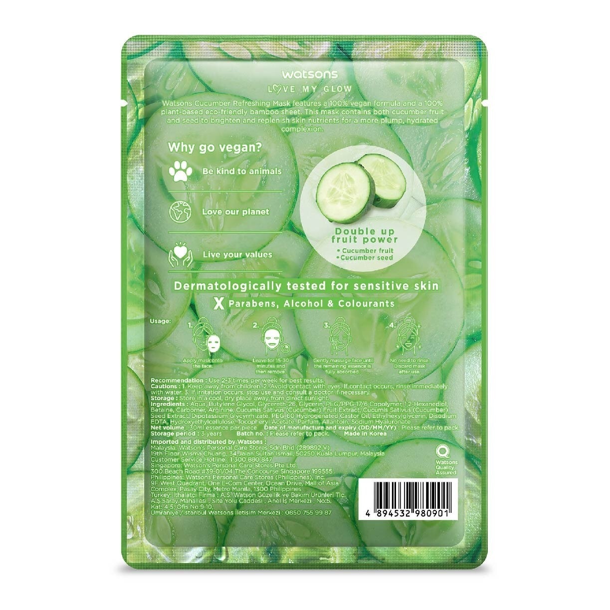 Cucumber Refreshing Mask (Brighten, Hydrate And Replenish Skin Nutrients) 5s X 30ml