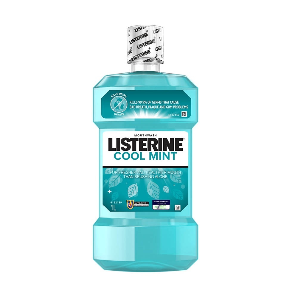 Mouthwash Cool Mint With 4 Essential Oils (Kills 99.9% Germs That Causes Bad Breath) 1000ml