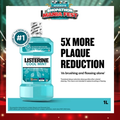 LISTERINE - Mouthwash Cool Mint With 4 Essential Oils (Kills 99.9% Germs That Causes Bad Breath) 1000ml