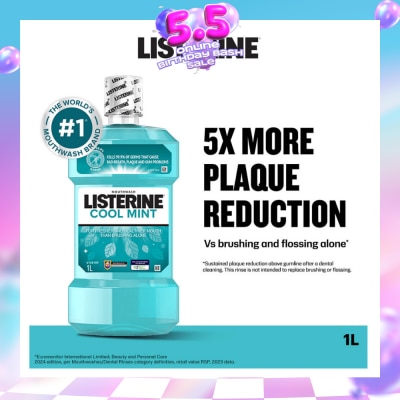 LISTERINE - Mouthwash Cool Mint With 4 Essential Oils (Kills 99.9% Germs That Causes Bad Breath) 1000ml