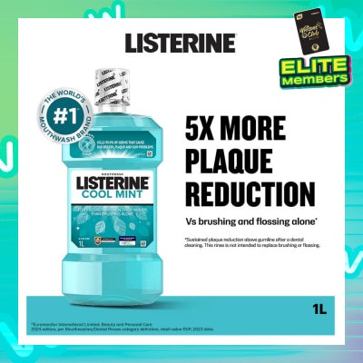 LISTERINE Mouthwash Cool Mint With 4 Essential Oils (Kills 99.9% Germs That Causes Bad Breath) 1000ml