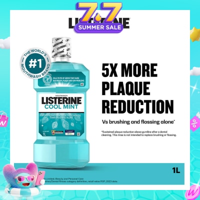 LISTERINE - Mouthwash Cool Mint With 4 Essential Oils (Kills 99.9% Germs That Causes Bad Breath) 1000ml