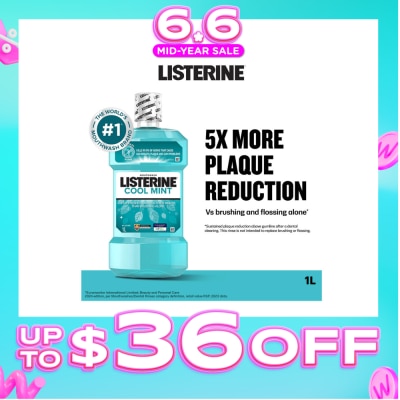 LISTERINE - Mouthwash Cool Mint With 4 Essential Oils (Kills 99.9% Germs That Causes Bad Breath) 1000ml