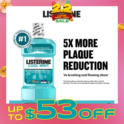 LISTERINE Mouthwash Cool Mint With 4 Essential Oils (Kills 99.9% Germs That Causes Bad Breath) 1000ml
