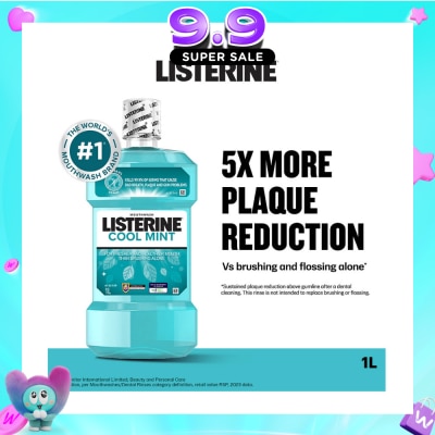 LISTERINE - Mouthwash Cool Mint With 4 Essential Oils (Kills 99.9% Germs That Causes Bad Breath) 1000ml image