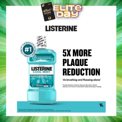 LISTERINE - Mouthwash Cool Mint With 4 Essential Oils (Kills 99.9% Germs That Causes Bad Breath) 1000ml