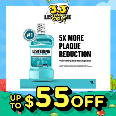 LISTERINE Mouthwash Cool Mint With 4 Essential Oils (Kills 99.9% Germs That Causes Bad Breath) 1000ml