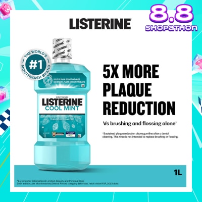 LISTERINE Mouthwash Cool Mint With 4 Essential Oils (Kills 99.9% Germs That Causes Bad Breath) 1000ml