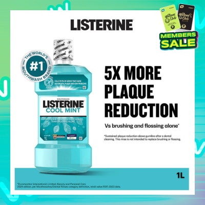 LISTERINE Mouthwash Cool Mint With 4 Essential Oils (Kills 99.9% Germs That Causes Bad Breath) 1000ml