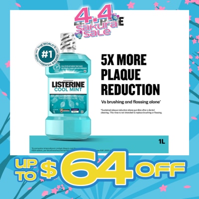 LISTERINE - Mouthwash Cool Mint With 4 Essential Oils (Kills 99.9% Germs That Causes Bad Breath) 1000ml