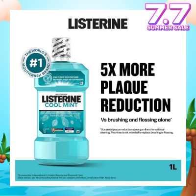 LISTERINE Mouthwash Cool Mint With 4 Essential Oils (Kills 99.9% Germs That Causes Bad Breath) 1000ml