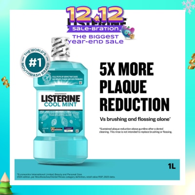 LISTERINE Mouthwash Cool Mint With 4 Essential Oils (Kills 99.9% Germs That Causes Bad Breath) 1000ml