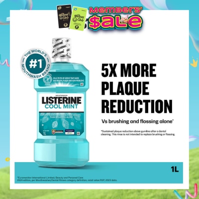 LISTERINE - Mouthwash Cool Mint With 4 Essential Oils (Kills 99.9% Germs That Causes Bad Breath) 1000ml
