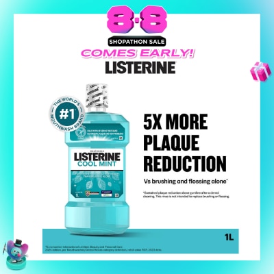 LISTERINE - Mouthwash Cool Mint With 4 Essential Oils (Kills 99.9% Germs That Causes Bad Breath) 1000ml