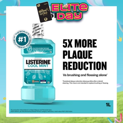LISTERINE - Mouthwash Cool Mint With 4 Essential Oils (Kills 99.9% Germs That Causes Bad Breath) 1000ml