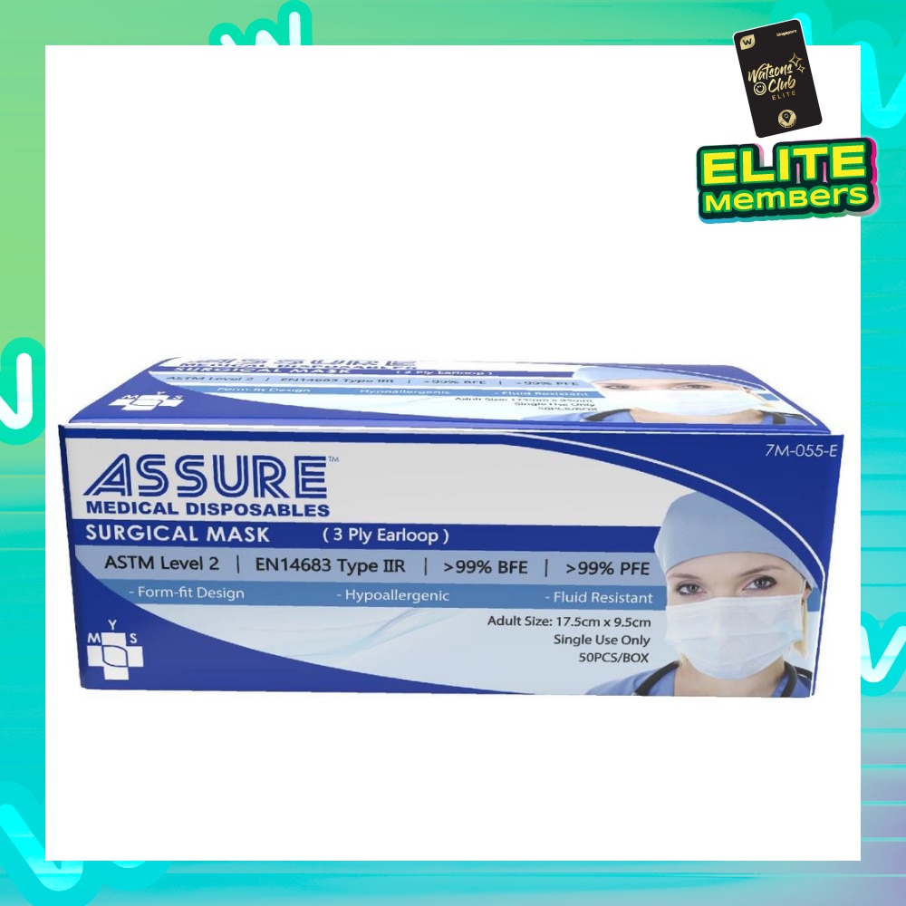 3ply Surgical Disposable Face Mask Earloop Adult (BFE >99% + PFE >99%) 50s