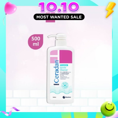 CERADAN Gentle Cleanser (Gentle, Non foaming gel, Soap free + 3:1:1 Ceramide dominant + For Eczema prone, Dry & Sensitive Skin) 500ml image
