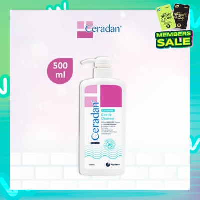 CERADAN Gentle Cleanser (Gentle, Non-foaming gel, Soap-free + 3:1:1 Ceramide-dominant + For Eczema-prone, Dry & Sensitive Skin) 500ml