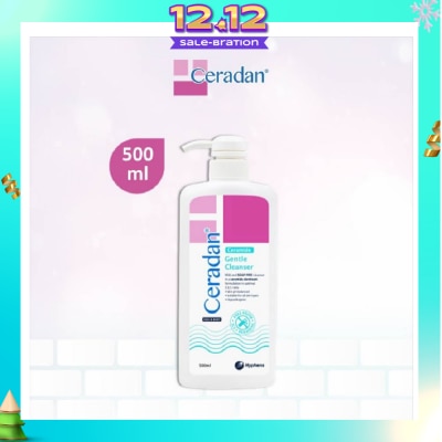 CERADAN Gentle Cleanser (Gentle, Non-foaming gel, Soap-free + 3:1:1 Ceramide-dominant + For Eczema-prone, Dry & Sensitive Skin) 500ml