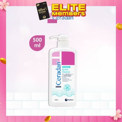 CERADAN Gentle Cleanser (Gentle, Non-foaming gel, Soap-free + 3:1:1 Ceramide-dominant + For Eczema-prone, Dry & Sensitive Skin) 500ml