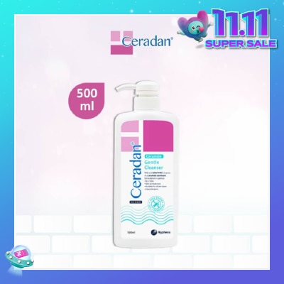 CERADAN Gentle Cleanser (Gentle, Non-foaming gel, Soap-free + 3:1:1 Ceramide-dominant + For Eczema-prone, Dry & Sensitive Skin) 500ml