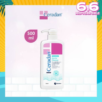 CERADAN Gentle Cleanser (Gentle, Non-foaming gel, Soap-free + 3:1:1 Ceramide-dominant + For Eczema-prone, Dry & Sensitive Skin) 500ml