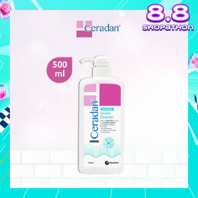 CERADAN Gentle Cleanser (Gentle, Non-foaming gel, Soap-free + 3:1:1 Ceramide-dominant + For Eczema-prone, Dry & Sensitive Skin) 500ml