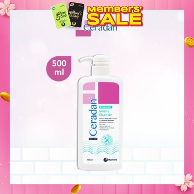 CERADAN Gentle Cleanser (Gentle, Non-foaming gel, Soap-free + 3:1:1 Ceramide-dominant + For Eczema-prone, Dry & Sensitive Skin) 500ml