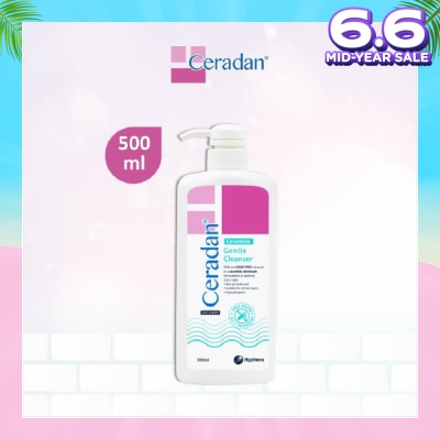 CERADAN Gentle Cleanser (Gentle, Non-foaming gel, Soap-free + 3:1:1 Ceramide-dominant + For Eczema-prone, Dry & Sensitive Skin) 500ml