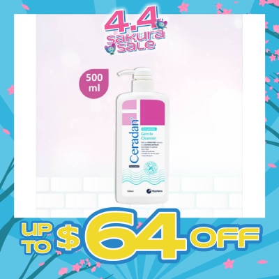 CERADAN - Gentle Cleanser (Gentle, Non-foaming gel, Soap-free + 3:1:1 Ceramide-dominant + For Eczema-prone, Dry & Sensitive Skin) 500ml