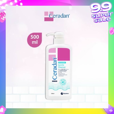 CERADAN Gentle Cleanser (Gentle, Non-foaming gel, Soap-free + 3:1:1 Ceramide-dominant + For Eczema-prone, Dry & Sensitive Skin) 500ml