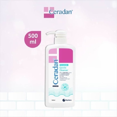 CERADAN Gentle Cleanser (Gentle, Non-foaming gel, Soap-free + 3:1:1 Ceramide-dominant + For Eczema-prone, Dry & Sensitive Skin) 500ml