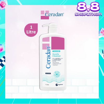 CERADAN Gentle Cleanser (Gentle, Non-foaming gel, Soap-free + 3:1:1 Ceramide-dominant + For Eczema-prone, Dry & Sensitive Skin) 1L