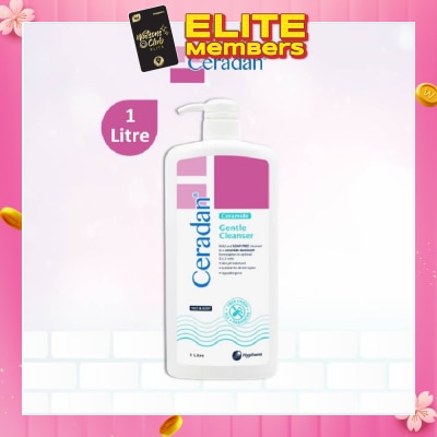 CERADAN Gentle Cleanser (Gentle, Non-foaming gel, Soap-free + 3:1:1 Ceramide-dominant + For Eczema-prone, Dry & Sensitive Skin) 1L