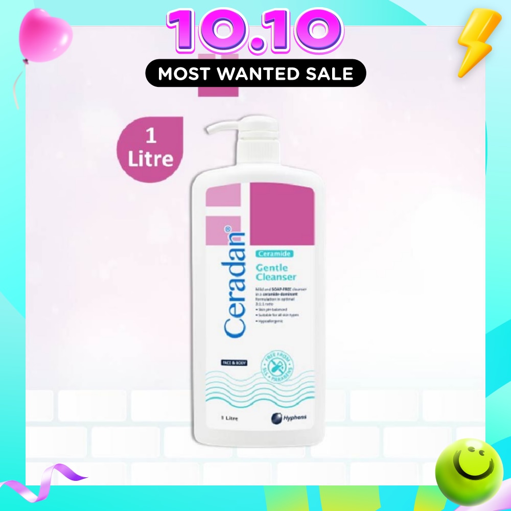 Gentle Cleanser (Gentle, Non foaming gel, Soap free + 3:1:1 Ceramide dominant + For Eczema prone, Dry & Sensitive Skin) 1L image