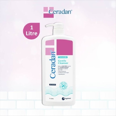 CERADAN Gentle Cleanser (Gentle, Non-foaming gel, Soap-free + 3:1:1 Ceramide-dominant + For Eczema-prone, Dry & Sensitive Skin) 1L